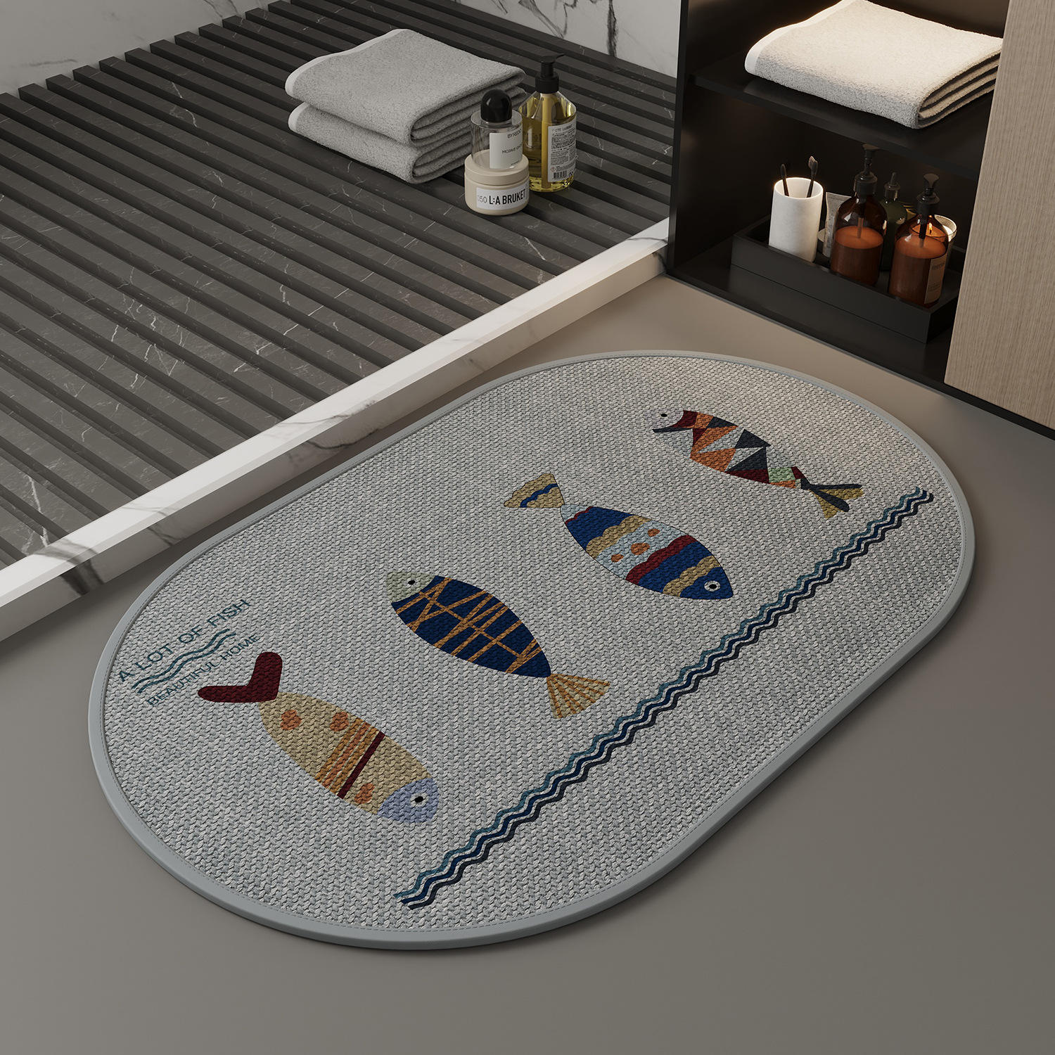 ทออย่างมีสไตล์ - สีฟ้าอ่อน - รูปปลาเล็กทรงวงรี