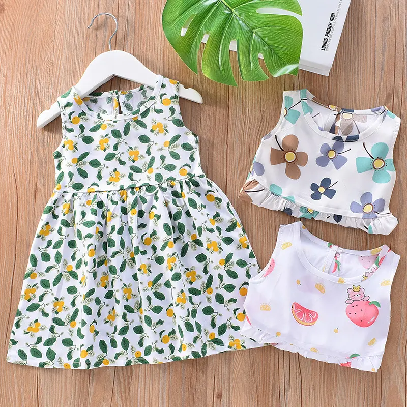 Children's Dress Summer Girls' Fragmented Flower Strap Princess Dress Beach Skirt A-line sundress baby girls Princes