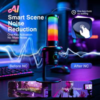 Microphone à condensateur 2S Pro AI Type-C RGB avec réduction de bruit IA et réverbération OTG pour PC, Android, streaming, podcast et gaming