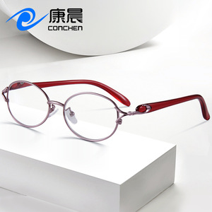 Gafas de lectura ovaladas para mujer Wenzhou, montura metálica, lentes de resina asféricas, ligeras, para visión de cerca y de lejos - Product Image 4