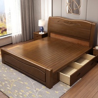Lit de chambre à coucher de haute qualité en gros, cadre double blanc, style antique moderne, lit king-size avec tiroirs