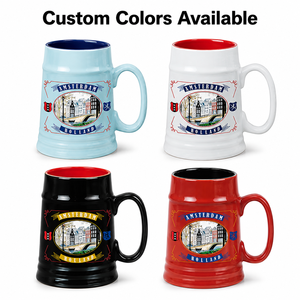 Chope à <span class=keywords><strong>bière</strong></span> en céramique souvenir d'<span class=keywords><strong>Amsterdam</strong></span>, personnalisée avec les monuments de la Hollande, en porcelaine, cadeau de voyage, OEM ODM, vente en gros - Product Image 2