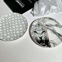 Assiettes de service en céramique de luxe noir et blanc à motif graphique, assiettes à dîner en porcelaine à motif géométrique Mandala, personnalisation acceptée