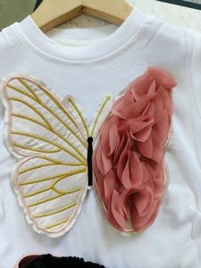 New Style Girls Short <strong>Sleeves</strong> 3D <strong>butterfly</strong> T-shirt <strong>Top</strong> + Sequined Jeans Shorts 2 Pcs Outfit Clothing Set - Product Image 6