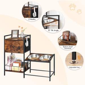 Bols surélevés pour chiens Support de bol surélevé avec <span class=keywords><strong>panier</strong></span> à jouets Armoire de support de bol pour <span class=keywords><strong>chien</strong></span> avec rangement pour animaux de compagnie pour chiens moyens XL - Product Image 3