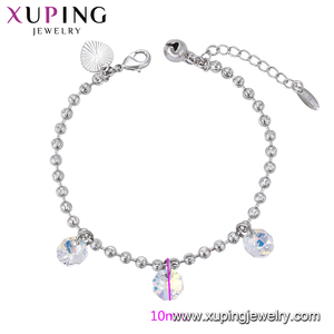 76069 Xuping 2020 di colore rodio cristalli, perline e campana <span class=keywords><strong>con</strong></span> ciondolo a mano braccialetto - Product Image 3