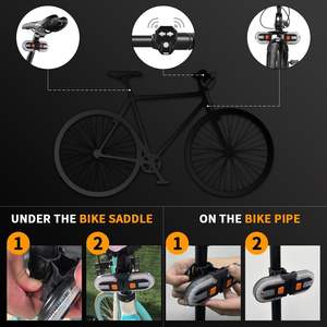 Feux de signalisation de vélo avec klaxon, 7 LED, feu de freinage directionnel pour vélo, ensemble de montage fixe, feux arrière de vélo, sécurité dans l'obscurité - Product Image 4