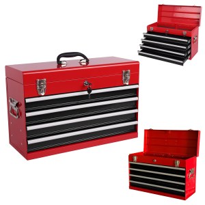 Caja de Herramientas Portátil de Acero Industrial Resistente de 21 Pulgadas, Directo de Fábrica, con 4 Cajones con Cierre y Forros de EVA para Taller o Reparaciones - Product Image 1