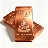 Barre de cuivre Glow 1 kg, 99,9 % pure, gravée au laser, finition brossée, édition limitée Noël, cadeau