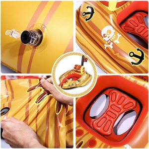 Children's Pirate Ship <b>Inflatable</b> Float Water Spraying Ring PVC <b>Pool</b> Toy 111x105x76cm Age 5-7 Years - Product Image 5