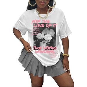Camiseta Gráfica Personalizada para Mujer, con Estampado de Letras, Manga Corta, Hombros Caídos, Estilo Casual, 100% Algodón Jersey, Transpirable - Product Image 2
