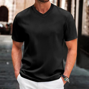 <span class=keywords><strong>Camiseta</strong></span> Casual de Punto para Hombre, Color Verde, Corte Holgado, 200 Gramos, Diseño Sólido con Logotipo Impreso en la Parte Delantera, Venta al Por Mayor Personalizada - Product Image 2