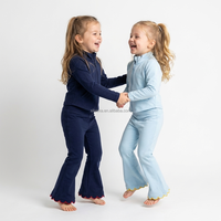 Vêtements de sport pour enfants avec logo personnalisé, pantalon évasé, veste zippée intégrale, ensemble de vêtements de sport 2 pièces pour filles, tenue de yoga