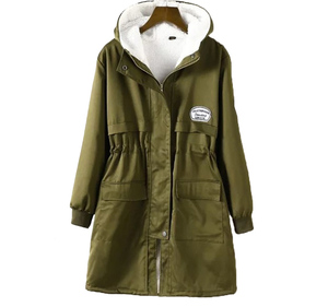 Chaqueta <span class=keywords><strong>Anorak</strong></span> Larga Informal de Color Verde Oliva Clásica para <span class=keywords><strong>Mujer</strong></span>, Transpirable, Tejida, con Cordón Ajustable en la Cintura - Product Image 1