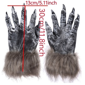 Accessoires de fête d'Halloween, costume de <span class=keywords><strong>loup</strong></span>-<span class=keywords><strong>garou</strong></span> gris, gants à griffes, décorations de fête - Product Image 4