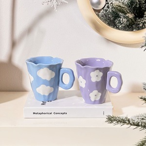 Estilo coreano Underglaze Pintura Handmade Bonito Caneca De Cerâmica Pintados À Mão Urso Laranja Flor Nuvem Copo Leite Água Chá para Presente - Product Image 6