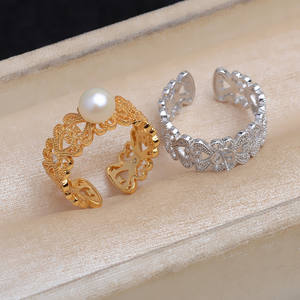 Anillo Hueco de Plata S925 Marca Wenchi, Accesorios DIY para Joyería de Perlas, Versión Ancha 8-10, Perlas Sueltas, Modelo 16599 - Product Image 1