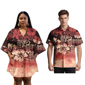 Samoa patrón polinesio Tribal impreso mujeres vestidos personalizados pareja <span class=keywords><strong>ropa</strong></span> Casual Sexy vestido con hombres camisas - Product Image 5