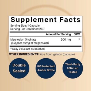 AURA - Cápsulas de Magnesio Complejo de 500 mg, 240 Cápsulas, Vitamina Magnesio Glicinato, Mejora la Memoria y el Sueño en Adultos, Más Vendidas - Product Image 2