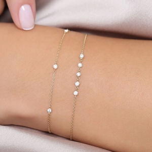 Custom 925 <b>Sterling</b> <b>Silver</b> Zircon Solitaire <b>Charm</b> <b>Bracelet</b> Gold Plated Fine Jewelry <b>for</b> Women Party Occasion - Product Image 6
