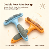 Peigne à double rangée pour animaux de compagnie, brosse démêlante pour éliminer les poils lâches, outil de toilettage pratique pour chiens et chats