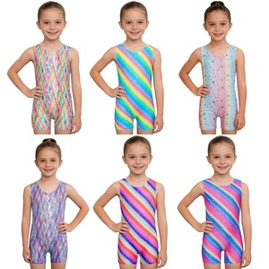 Traje de Gimnasia para Niñas, Sublimado, sin Mangas, con Pantalones Cortos, Spandex, para Danza, Entrenamiento, Práctica, Competencia de Equipo - Product Image 1