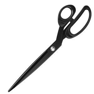 NOVISON Stainless Steel Tailor Scissors <b>Plastic</b> Handle Foldable DIY Fabric Cutting Shears Partially Serrated <b>Edge</b> Black 22x9cm - Product Image 1