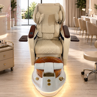 Sillón de Pedicura con Base Negra, Sillón de Pedicura con Hidromasaje, Respaldo Reclinable Eléctrico y Masaje de Espalda, Sillón de Pedicura para Uñas