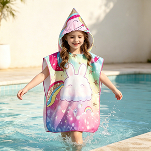 Serviette <span class=keywords><strong>de</strong></span> bain à capuche pour enfants, personnalisée, douce, absorbante, imprimée, pour la <span class=keywords><strong>plage</strong></span>, le surf, la natation, en tissu éponge - Product Image 1