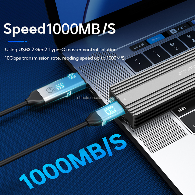 External Aluminum M.2 2230/2242/2280 NVMe PCIe SSD Enclosure with USB3.2 Type-C Interface 10Gbps High Speed