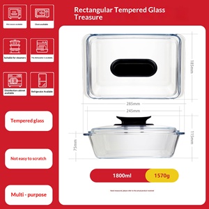 Bandeja de Vidrio Rectangular Templado Resistente al Calor Hxglass con Tapa, Apta para <span class=keywords><strong>Horno</strong></span> y <span class=keywords><strong>Microondas</strong></span>, Accesorios de Cocina, Utensilios de Cocina - Product Image 6