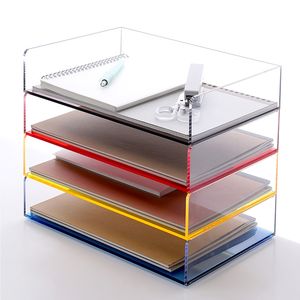 Bureau personnalisé Porte-revues en acrylique couleur <span class=keywords><strong>Lucite</strong></span>, empilable, empilable - Product Image 1