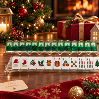 En stock : Ensemble de Mahjong américain de Noël avec 160 tuiles à paillettes liquides pour cadeau de fêtes et soirée, Vert
