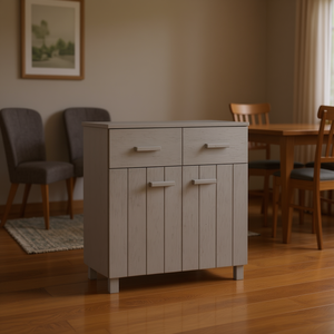 Light Grey Solid <b>Pine</b> Wood <b>Sideboard</b> 31.1 X 15.7 X 31.5 In Modern Design Home Furniture - Product Image 2