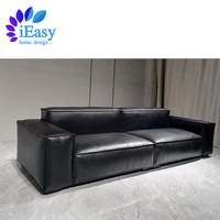 IEasy-Conjunto de sofás de cuero importado de fábrica, conjunto de sofás de lujo, modernos, de color negro, italianos, para sala de estar, compra de china