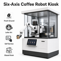 Kiosque à café avec bras robotisé six axes, emprise de 2 mètres carrés, 100 tasses par minute, système de bras robotisé robuste, approvisionnement direct usine