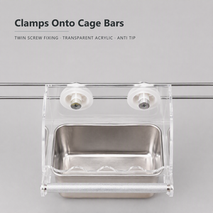 Bol d'eau pour cage à oiseaux, support à vis en acrylique, gobelet amovible en acier inoxydable pour petits oiseaux, calopsites, parakeets - Product Image 6