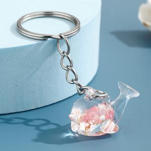 Llavero de Resina Luminosa con Forma de Delfín, Flor Seca Fluorescente, Colgante de Ballena para Bolso, Llavero Transparente de Animal Marino para Regalo Estético - Product Image 5