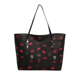 Borsa a tracolla grande capacità versione coreana popolare 2026, borsa tote alla moda con motivo rossetto rosso da donna - Product Image 5