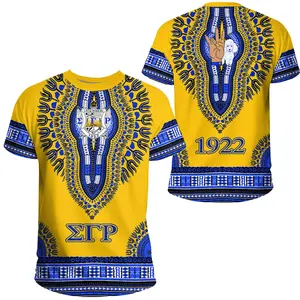 कस्टम सिग्मा गामा Rho Sorority लड़कियों टी शर्ट के लिए अफ्रीकी Dashiki प्लस आकार आकस्मिक पुरानी शर्ट महिलाओं सस्ते थोक टी शर्ट