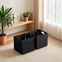 Panier de rangement pliable rectangulaire en rotin tressé, personnalisable, écologique, multi-usages, grande capacité pour la maison
