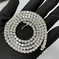 SMON01 Cadena de tenis de plata 925 con diamantes de moissanita VVS de 2MM 3MM 4MM 5MM, collar y pulsera para hombre y mujer, joyería Hiphop