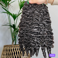 Lot de Cheveux Indiens Bruts Super Double Drawn Non Traités 12A Cheveux Vierges Afro Kinky Curl 3 Paquets Double Trame Couleur Naturelle