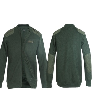 เสื้อคาร์ดิแกนถักแบบทหารสีเขียวมะกอก DFU108 รุ่นสต็อกและแบบสั่งทำพิเศษ พร้อมแผ่นเสริมความแข็งแรงบริเวณไหล่และข้อศอก - Product Image 1