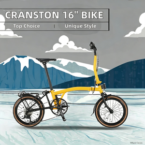 Vélo <span class=keywords><strong>pliable</strong></span> 16 pouces à trois plis, 9 vitesses, cadre en acier léger, frein en V, jante en alliage d'aluminium, guidon Y/M - Product Image 2