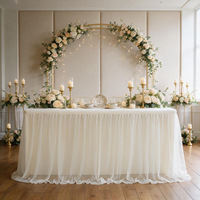Jupe de table en organza de polyester tissé uni 4FT 6FT 9FT 14FT pour mariage, anniversaire, fête, dessert, vente en gros
