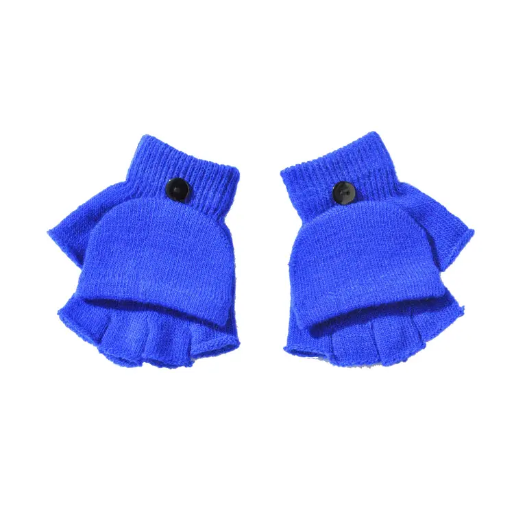 Wholesale Little Kids Children Acrylic Knit Winter Fingerless Gloves with Flap Cover