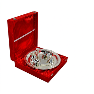 Coffret Cadeau Thali Aarti en Argent pour Pooja, Fait Main en Laiton avec Motif Gaufré, Logo Personnalisé, Marque M/S LIMITLESS HUNCH pour le Nouvel An Chinois - Product Image 5