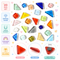 Un ensemble de 20 aimants décoratifs créatifs en verre coloré pour réfrigérateur, avec mosaïque de cristal irrégulière, à faire soi-même