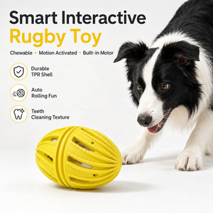 Interactive <b>Dog</b> Rugby Toy Motion Activated Chew <b>Ball</b> Built-in Motor Auto Rolling Teeth Cleaning for Pet Play - Product Image 1